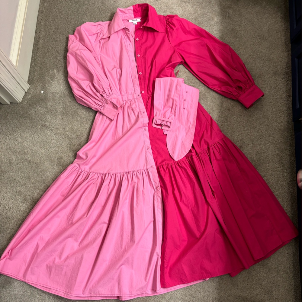 Christopher John Rogers Pink Bishop Sleeve Sundress